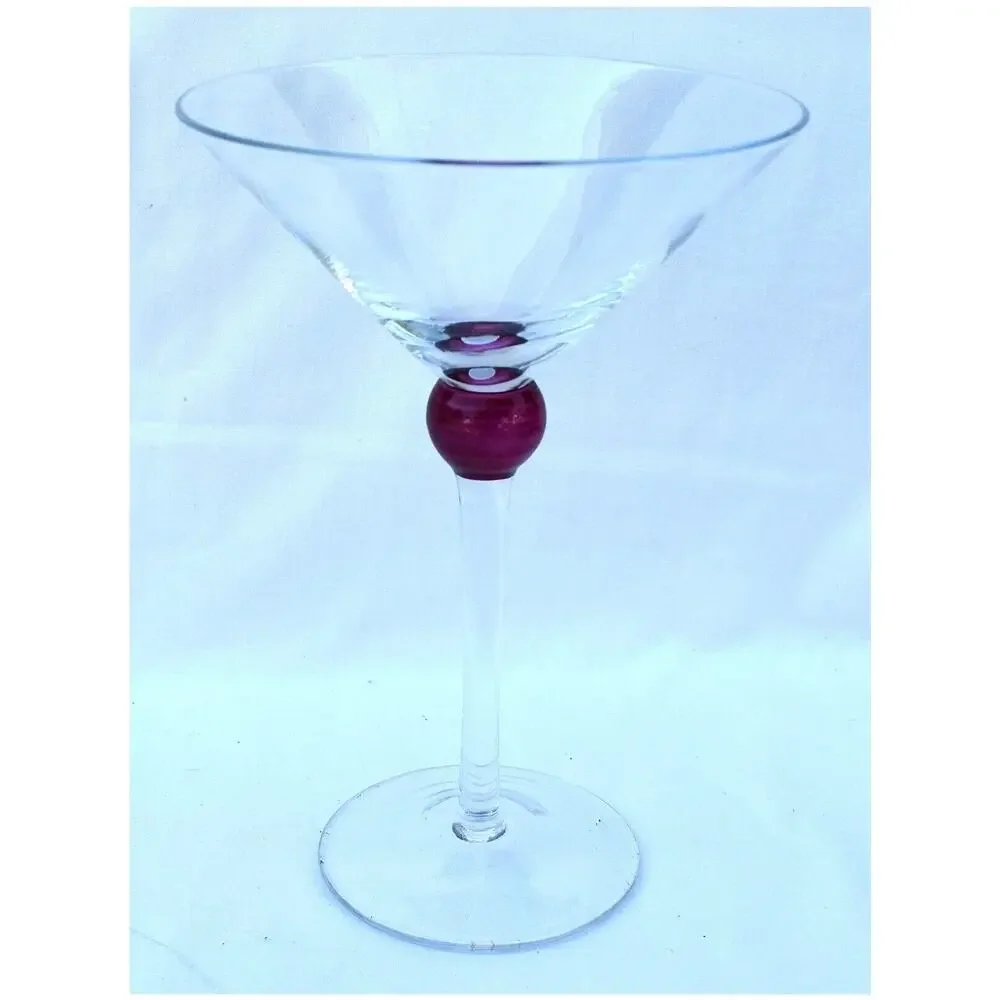Vintage Crate & Barrel Large Purple Ball Stem Martini Glass 8